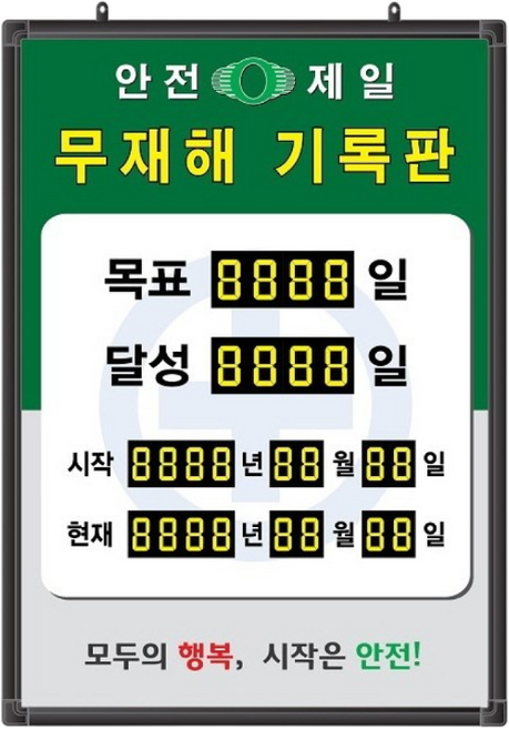 무재해기록판(넘버링 돌출형) 모델 59NB-A68 (수동식 숫자 돌림판) 규격 : 가로500X세로700X뚜께15(mm), 알루미늄, 1개, 혼합색상