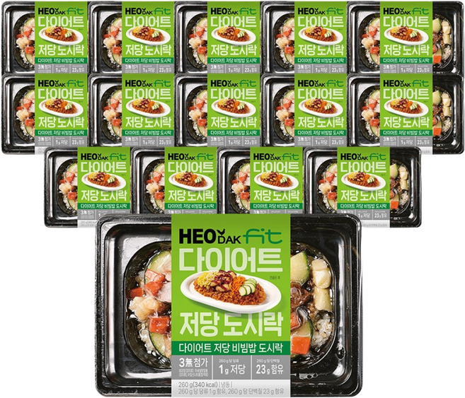 허닭FIT 다이어트 저당 식단관리 도시락 비빔밥 (무첨가/1g저당/23g단백질), 15개, 260g