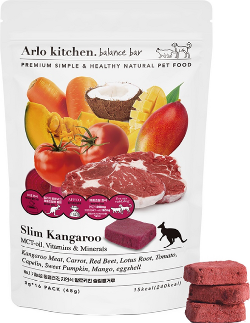 알로키친 강아지 캥거루 생식 MCT 오일 저알러지 자연식 슬림캥거루 16개입, 48g, 1개