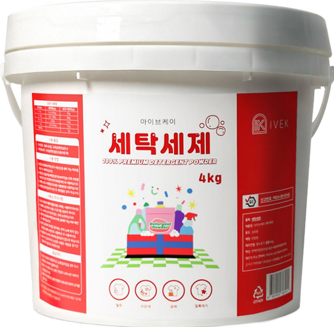 아이브케이 세탁세제 버킷형 (대용량), 4kg, 1개
