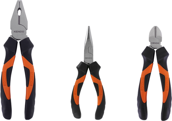 켄도 플라이어 3종 세트 85101CO (뺀치 1개 + 니퍼 1개 + 롱노우즈 1개)