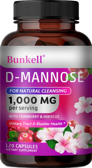크랜베리 함유 D-만노오스 캡슐 1000mg 요로감염 정화 및 방광건강에 도움, 1 병, 60정, 1개