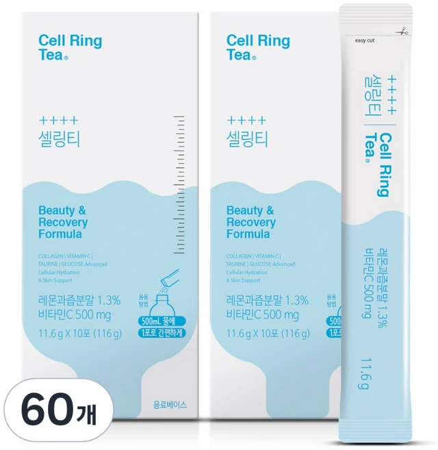 셀링티 마시는 포도당 이온음료 비타음료 미네랄 수분 콜라겐 분말스틱 레몬맛, 60개, 11.6g - 쿠팡