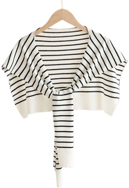 엑스비지 스트라이프 크로스 어깨가디건