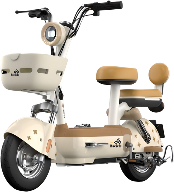 Bacicle 2025년 전기자전거 전동 48V 미니벨로 리튬 배터리 출퇴근 배달, 크림 15A 리튬배터리
