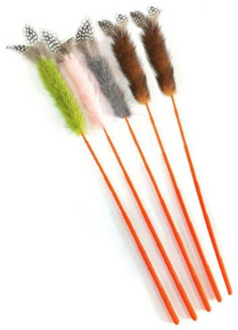 힐링타임 고양이 밍크 깃털 오뎅꼬치, 랜덤발송, 5개