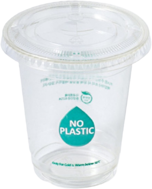 아이엠그리너 친환경 PLA 투명 아이스컵 + 평뚜껑 세트 50개입, 10개, 390ml