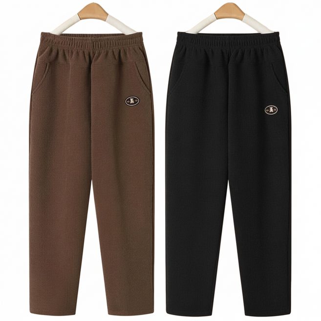 1+1여성 기모 코르덴 골덴팬츠 편안한 도톰 밴딩 기모바지 데일리룩 50대60대