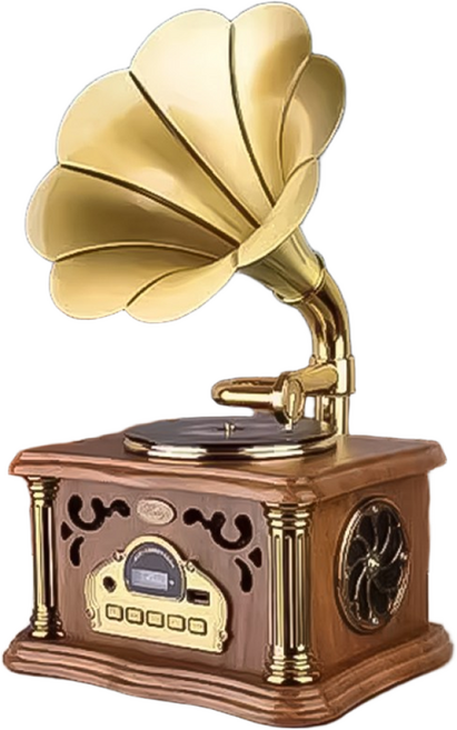 mk 클래식한 감성이 있는 빈티지 블루투스 스피커, 브라운