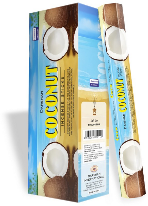 다르샨 인센스스틱 6팩 세트 120개입, 코코넛