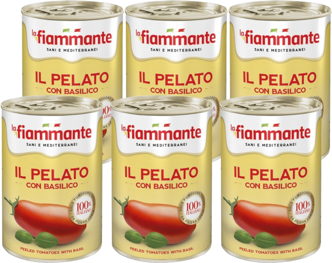 이탈리아 라피아만떼 순수 토마토홀 앤 바질 6캔묶음 실속팩, 6개, 400g