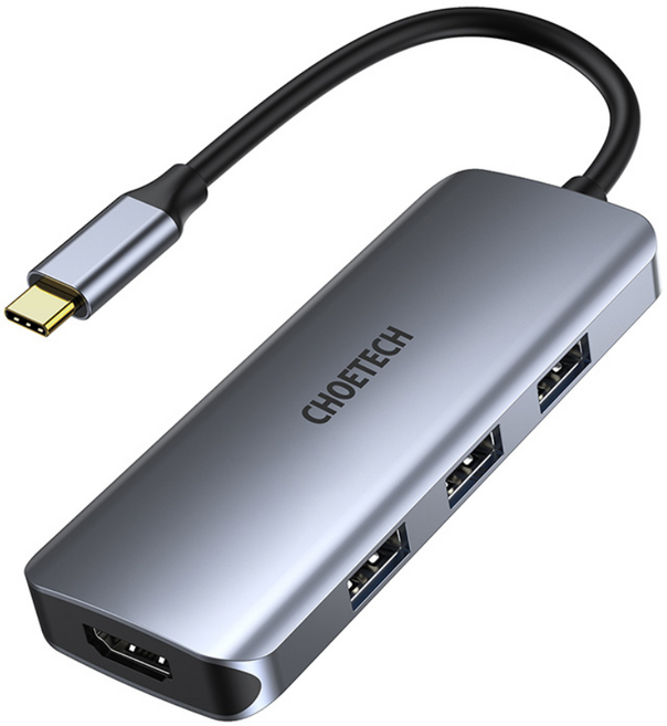 초텍 7in1 USB C타입 맥북 아이패드 멀티포트 멀티허브 HDMI 4K 미러링, HUB-M19-GY, HUB-M19-GY, 1개