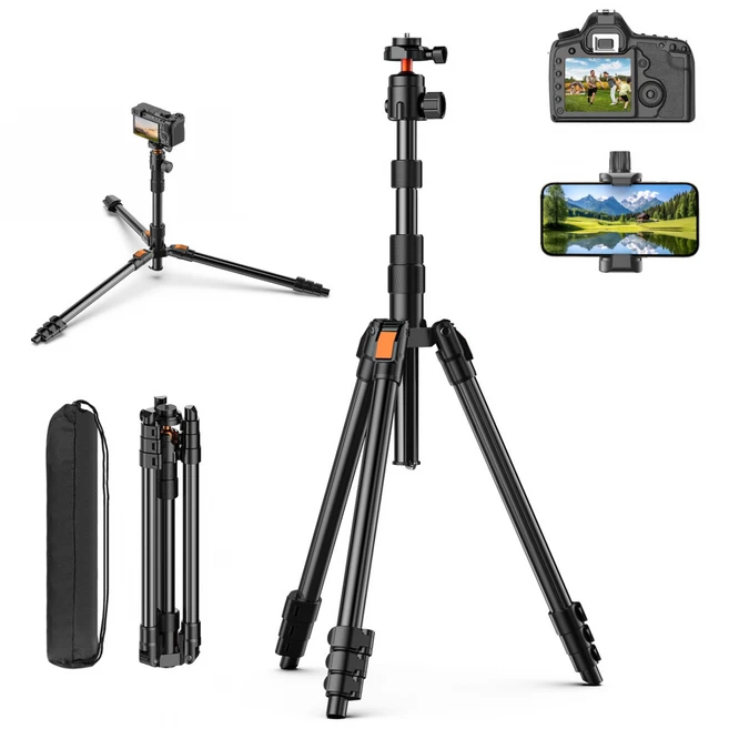 XXZU 180cm 카메라 삼각대 (DSLR/스마트폰/캠코더 호환) 퀵 릴리스 플레이트 여행용 수납 케이스 포함, 5226 - 쿠팡