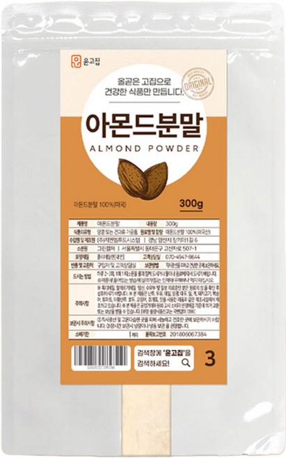 윤고집 아몬드 100% 가루 분말, 300g, 1개