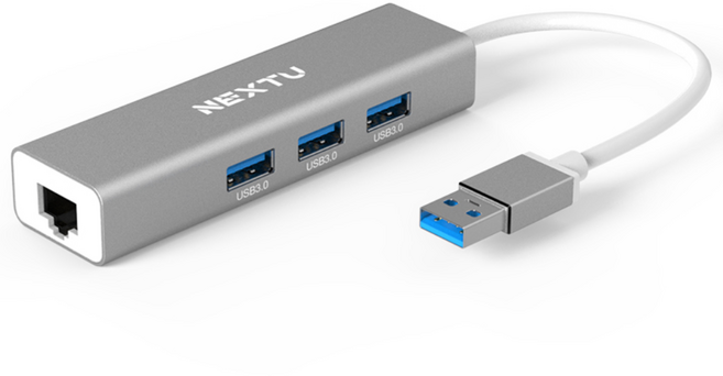 넥스트유 USB-A to USB3.0 기가비트 랜허브 NEXT-UH404LAN, 랜허브 실버, 1개