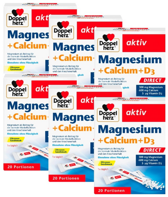 도펠헤르츠 액티브 마그네슘 300mg + 칼슘 600mg D3 5mcg, 20회분, 6개