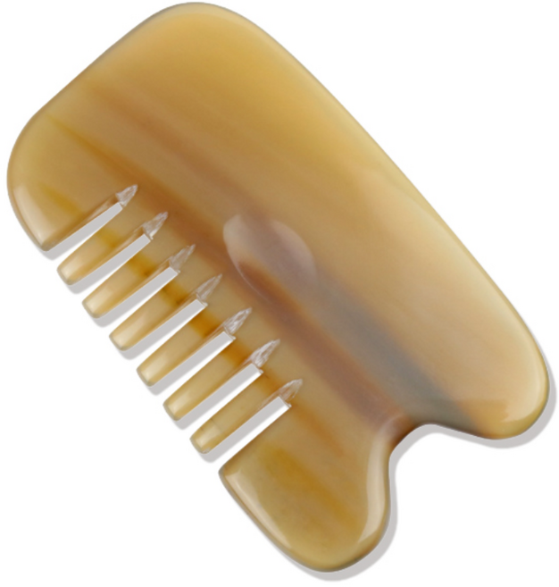 물소뿔 백각 괄사 마사지 빗모양, 1개, 혼합색상