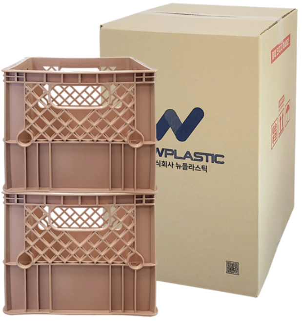 뉴플라스틱 플라스틱 우유상자 밀크박스 운반 수납 바구니 2개 1세트, 우유_브라운(2개묶음)+박스포장