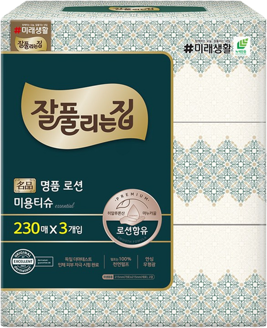 잘풀리는집 로션 미용티슈 각티슈 230매x3입, 3개입, 3개