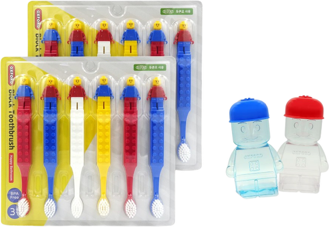 옥스포드 유아칫솔 12개+칫솔통이벤트 / 블록 아기선물 치약 칫솔 구디백 어린이집선물답례품, 1세트