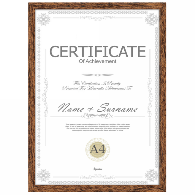 olivet 내추럴 우드 인테리어 액자 벽걸이 탁상용 겸용 무타공 사진틀 A4, 1개, 커피 나무결