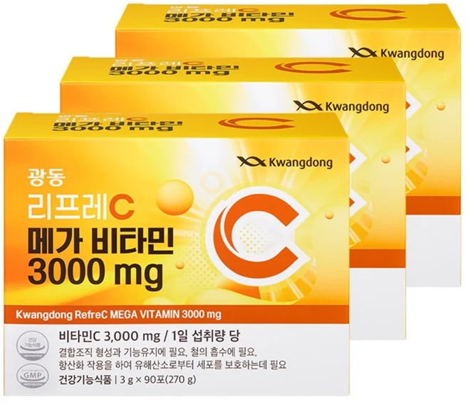 광동제약 리프레C 메가비타민 3000, 270g, 3개 - 쿠팡