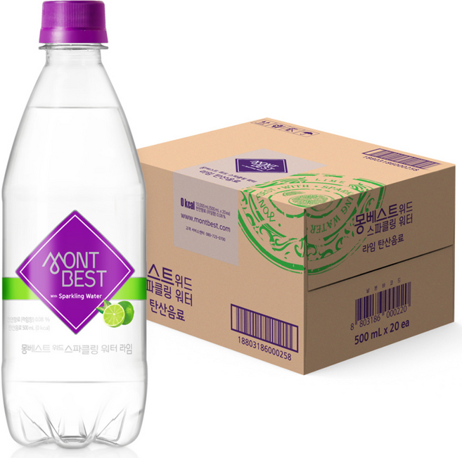 몽베스트 탄산음료 라임, 500ml, 20개