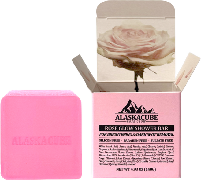 알래스카큐브 로즈글로우 퍼퓸 샤워바, 1개입, 140g
