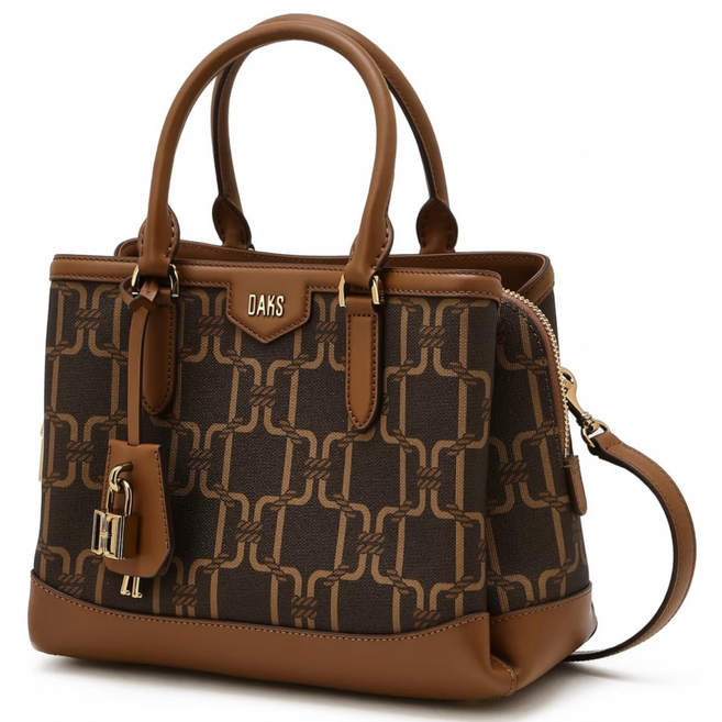 닥스 [아울렛정품] 여성 DD로고 브라운 가벼운 가죽 토트백 M