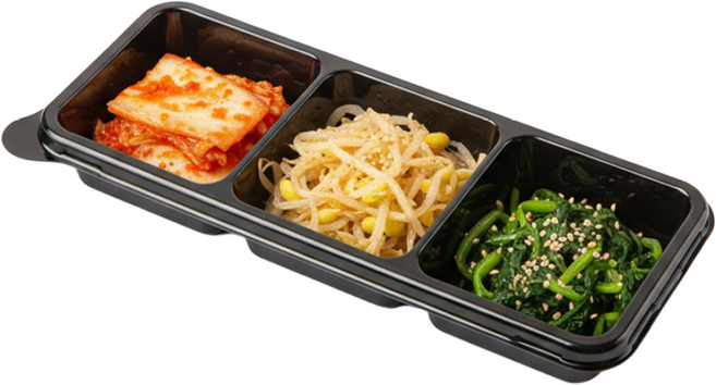직사각 3칸 일회용 반찬 나눔용기, 1개입, 100개