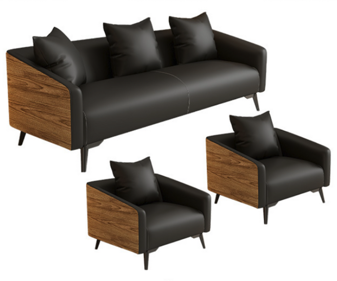 숨소 사무실 쇼파 세트 3인용 대표실 가죽 부동산 업소용 사장실, 3+1+1인용