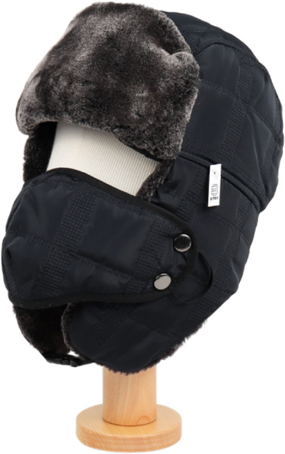 비토스 빅사이즈 일반사이즈 패딩 격자무늬 귀달이 방한모 마스크 겸용 겨울모자 군밤모자 ( 2가지 사이즈 )