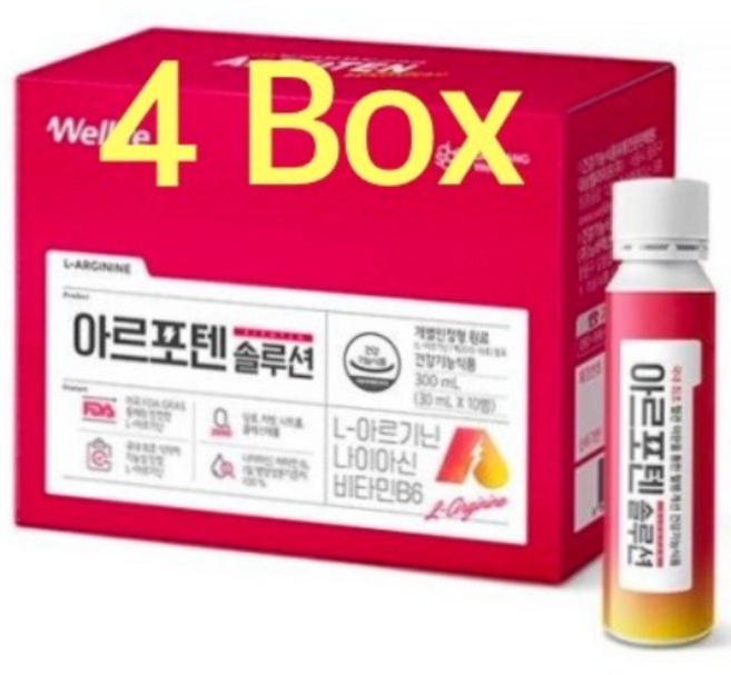 대상 아르포텐 솔루션 28병 x 4박스 16주분 식약처 인정 L 아르기닌 혈액순환 혈행개선, 30ml, 112개