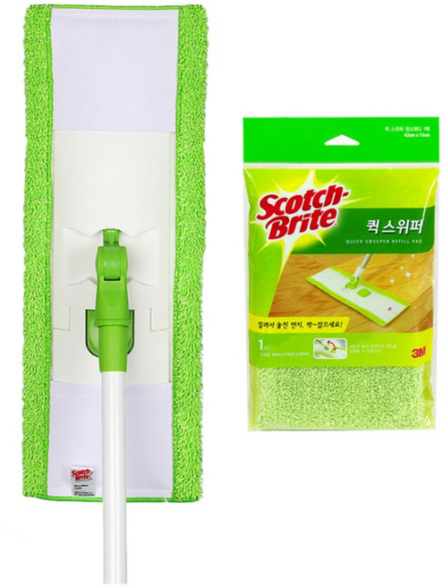 3M 스카치브라이트 퀵스위퍼 극세사 막대걸레 대형 +리필2개입, 1세트