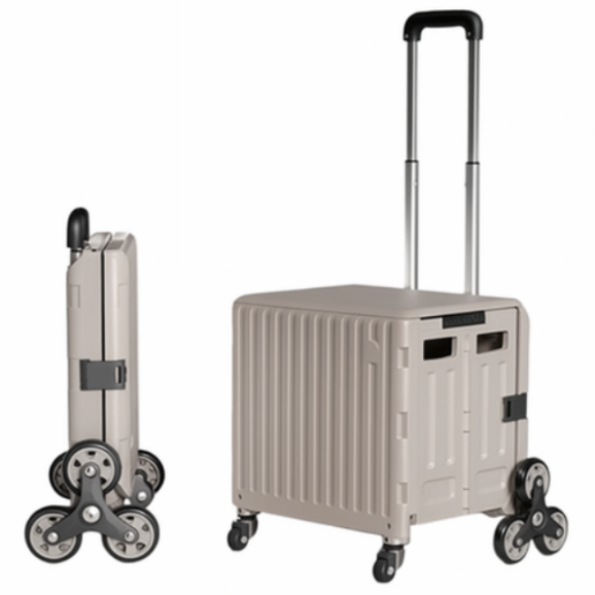 폴딩카트 4륜 4바퀴 접이식 핸드카트 47L 대형 특대형 계단 운반 접이식 짐나르는 카트 장바구니, 1개, 웜그레이