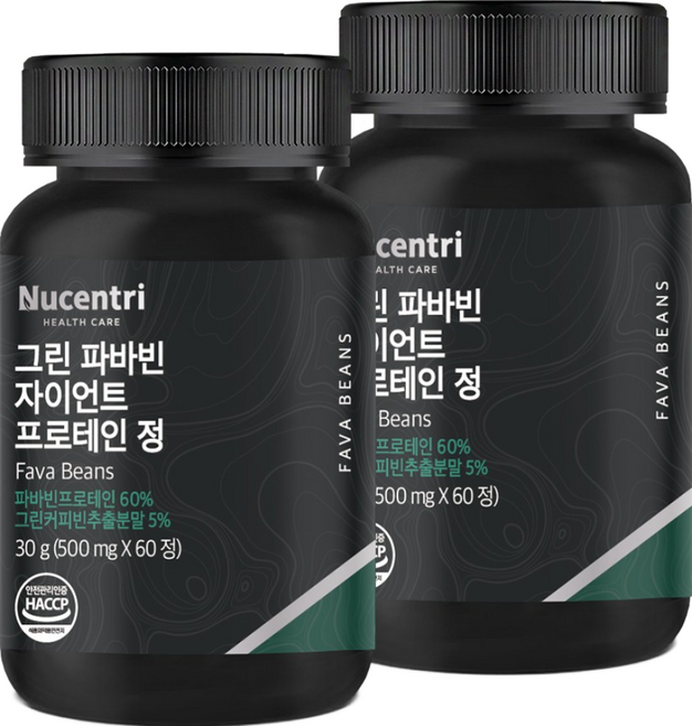 뉴센트리 파바빈 콩 자이언트 프로테인 [100%잠두 원료] 분말 가루 정 여주 돼지감자 구절초 수국잎 추출물, 60정, 2개
