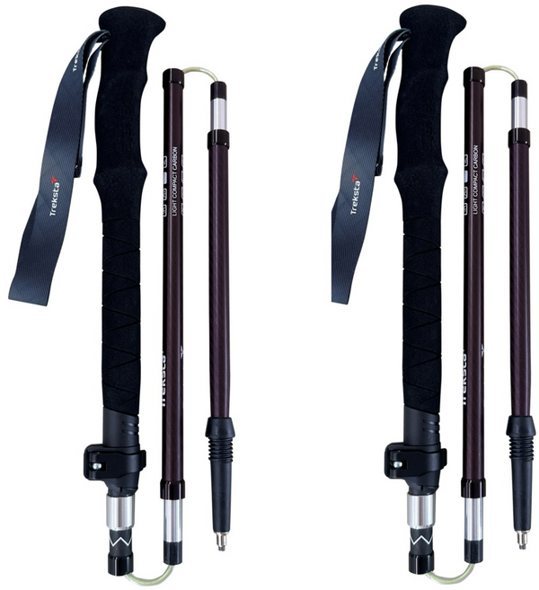 트렉스타 라이트콤팩트 접이식 5단 초경량 카본 등산스틱 2P 1세트 지팡이 폴, 블랙버건디