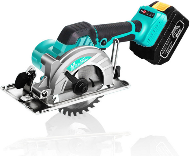 PowerSaw 가볍고 강력한 전기톱 원형톱 목공 테이블쏘 나무자르는톱 고속 절단기, 158V-배터리2개, 1개
