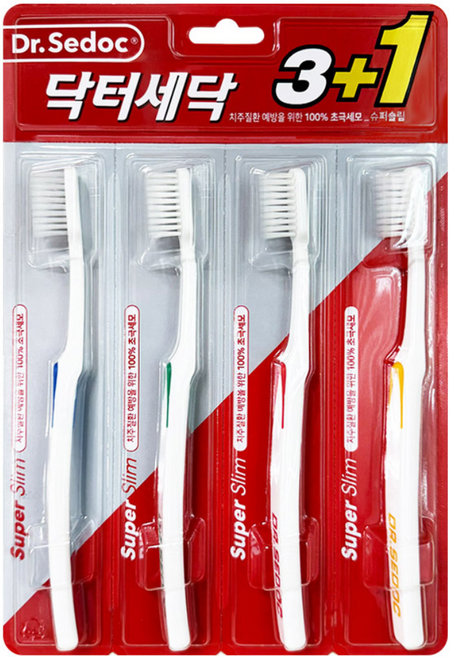 닥터세닥 슈퍼슬림 칫솔, 4개입, 3개
