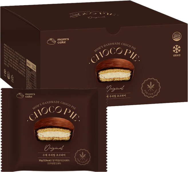 맘스케이크 리얼 생크림 수제 우리밀 초코파이 오리지널 프리미엄 디저트 간식, 2박스, 30g