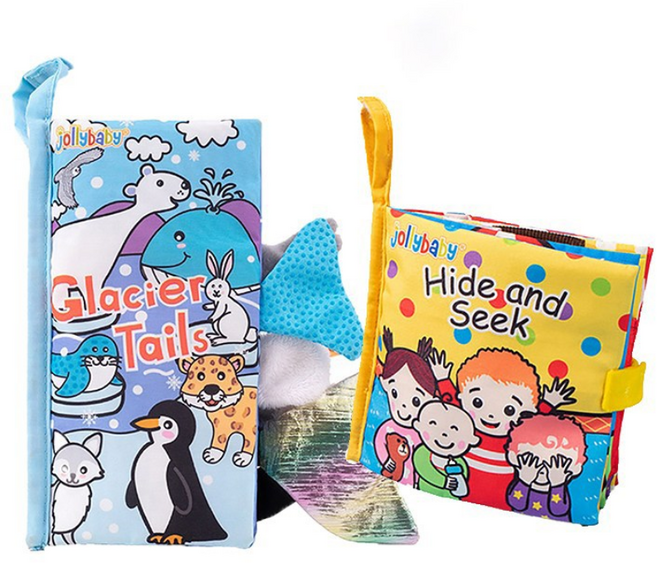 졸리베이비 꼬리책 숨바꼭질 2개세트 (빙하+숨바꼭질놀이) 헝겊책 초점책 촉감놀이 애착인형 유모차걸이 신생아백일선물, 빙하 꼬리책+숨바꼭질 까꿍책, 1개