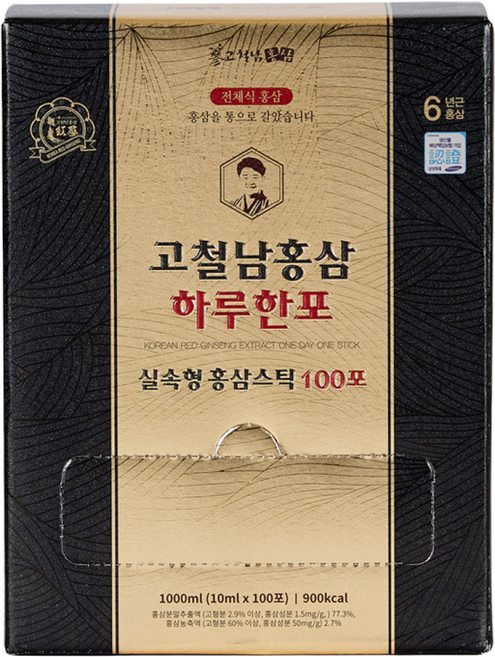 고철남홍삼 짜먹는 전체식 홍삼스틱 하루한포 실속형 100포 x 9박스, 9개