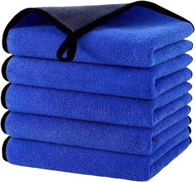 30cm x 60cm 소울랜드 5P 세차타올 세차용품 극세사타올 세차수건 자동차세차타월 세차용타올세트, 5개, 블루 엔그레이