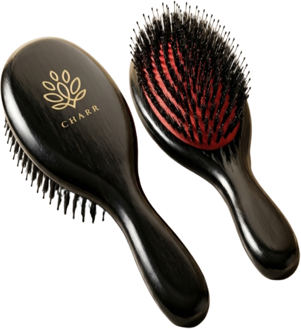 챠르르 돈모 브러쉬 원목 쿠션 헤어브러시 윤기 엉킴방지, 1개, 블랙
