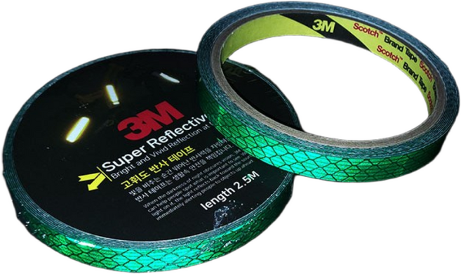 3M 고휘도 야간 안전 반사테이프 녹색 10mm x 2.5M, 초록, 1개