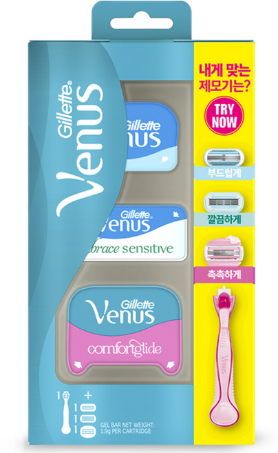 질레트 비너스 스타터팩 여성용 면도기 + 면도날 3개입, 1개