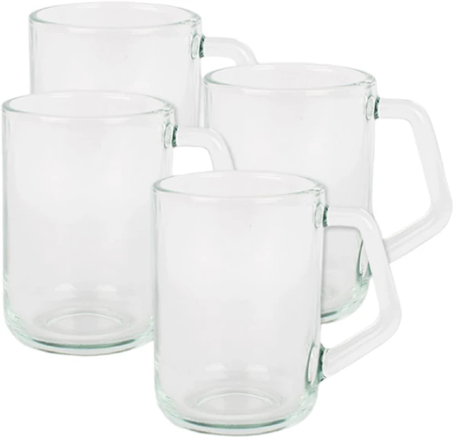글라스락 내열강화 이지그립 머그컵 350ml, 투명, 4개 - 쿠팡
