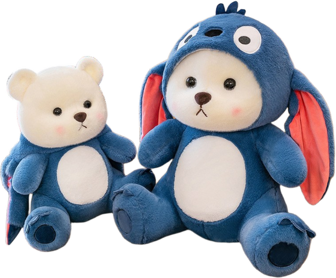 [당신의 행복] 곰돌이 인형 팬더 곰인형 애착인형 귀엽고 안고자는 쿠션, 1개, 하얀색+파랑색, 28cm