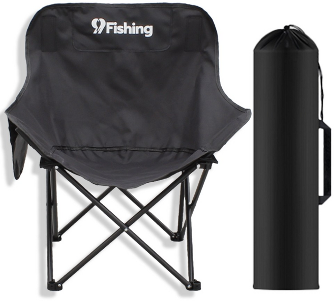 999피싱 야외 휴대용 등받이 캠핑 낚시 등산 접이식 경량 타원형 의자, 블랙, 1개