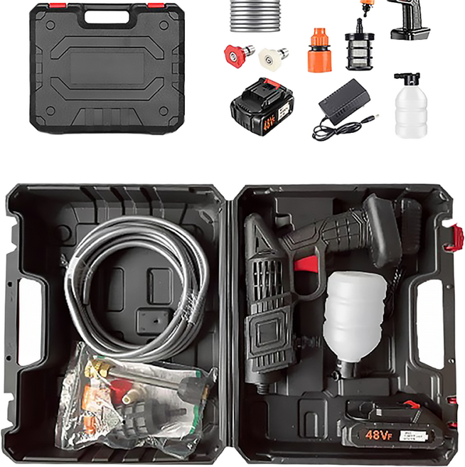 [디케이] 무선 세차건 휴대용 고압세척기 충전식 차량세척기 가정용 휴대용 충전식 세차기 배터리 포함, 1세트